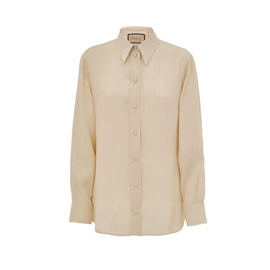 Beige Silk Pattern Shirt