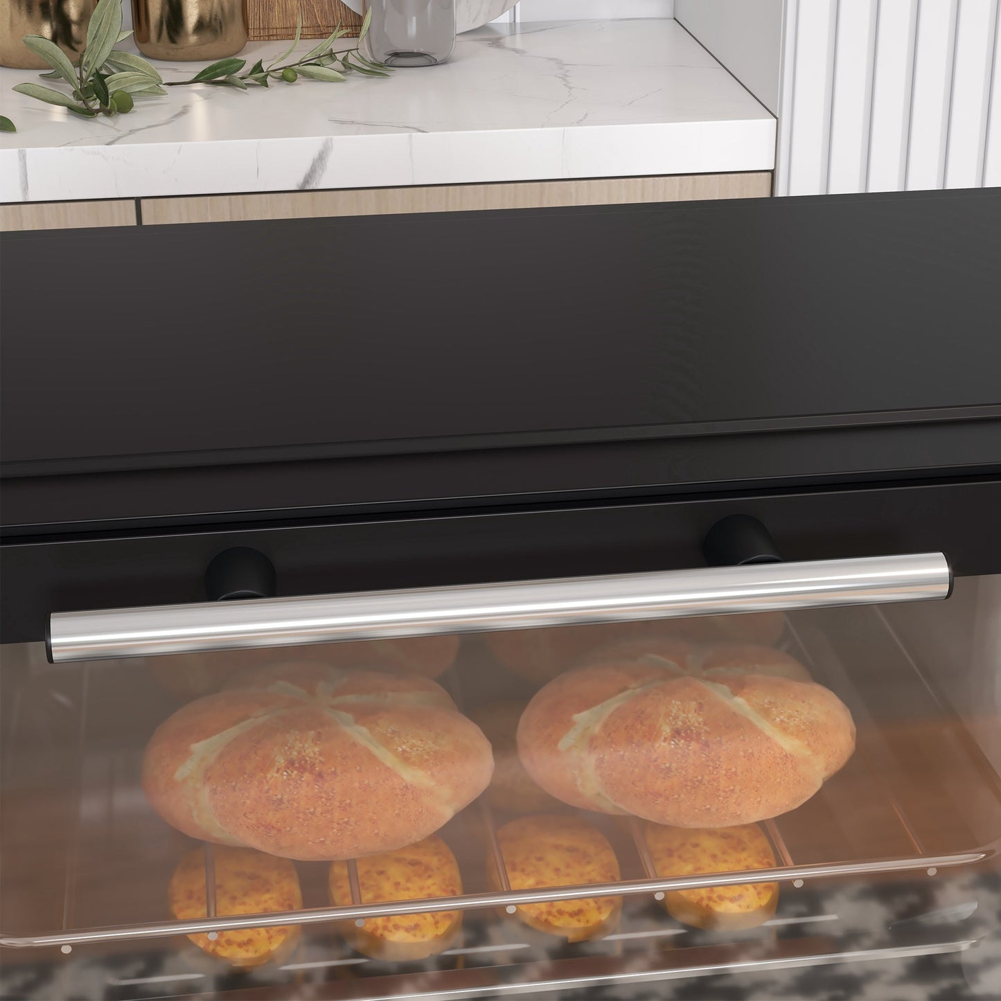 HOMCOM Mini-Backofen, 9 Liter Fassungsvermögen, Einstellbare Temperatur und Garzeit, mit Grillrost und Backblech, Schwarz