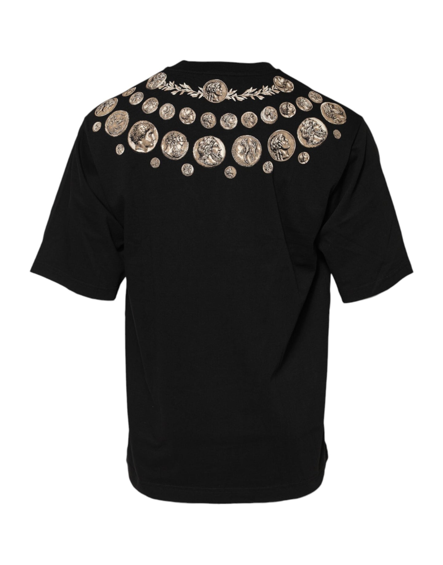 Black Coin Print Cotton Crew Neck T-shirt