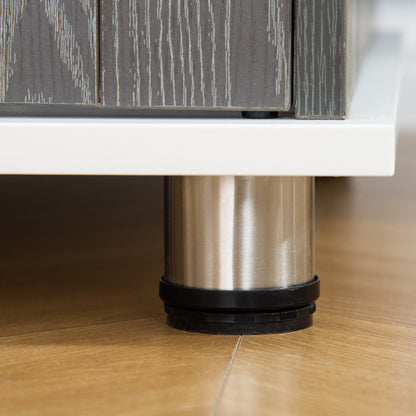 PawHut Transportbox für mittelgroße und kleine Hunde, verriegelbar Holzwerkstoff Stahl Grau + Weiß