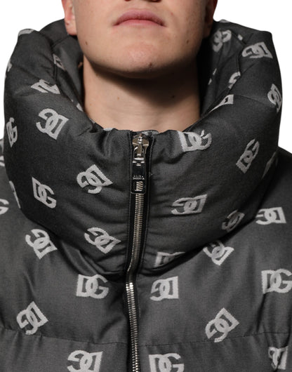 Black DG Monogram Full Zip Puffer Men Jacket