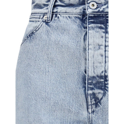 Light Blue Cotton Straight-Leg Jeans