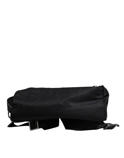 Black Logo Tape Polyamide School Travel Backpack Men Bag