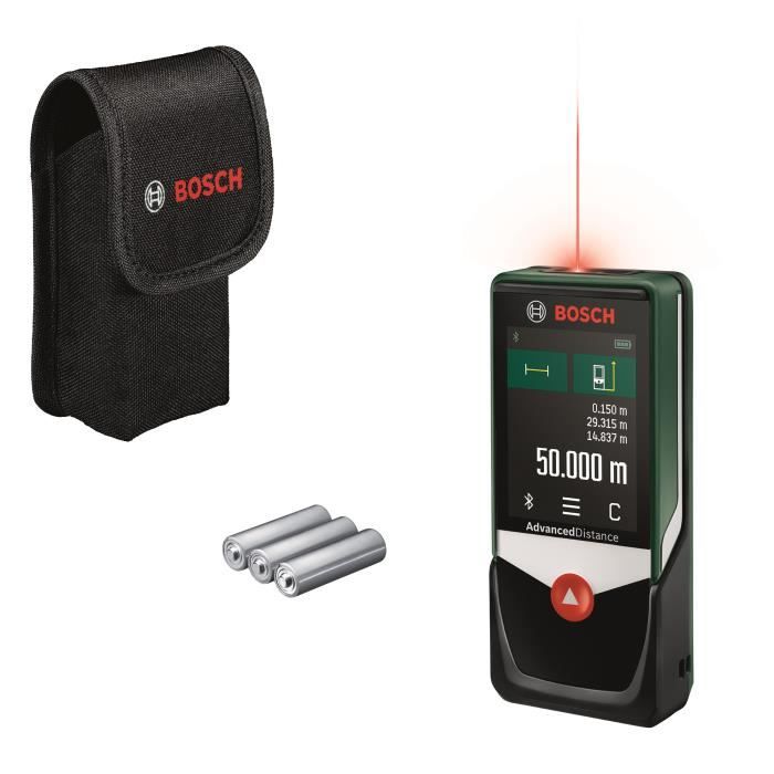 Bosch AdvancedDistance 50 C laser distance meter (precise distance measurement up to 50 meters, touchscreen, measuring functions