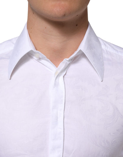 White Cotton MARTINI Paisley Jacquard Shirt