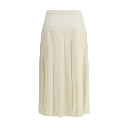 White Fleece Wool Midi Skirt