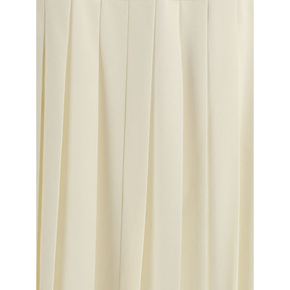 White Fleece Wool Midi Skirt