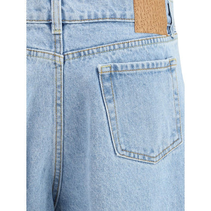 Light Blue Cotton Straight-Leg Jeans