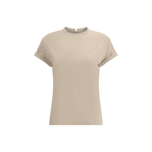 Beige Elastane T-Shirt