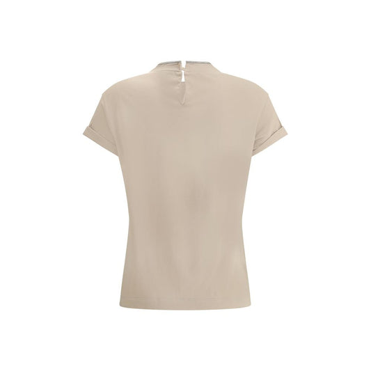 Beige Elastane T-Shirt
