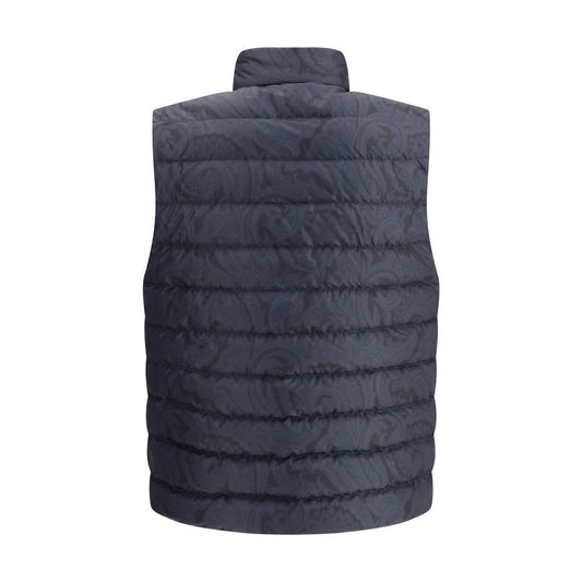 Blue Polyester Sleveless Jacket