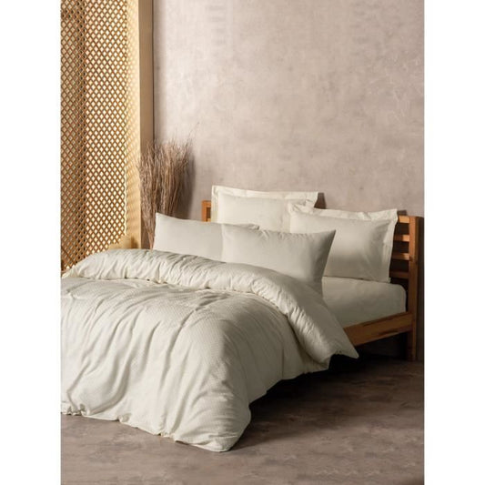 Bedding set - 1 duvet cover 220 x 240 cm + 2 pillowcases 60 x 60 cm - 100% cotton - Cream