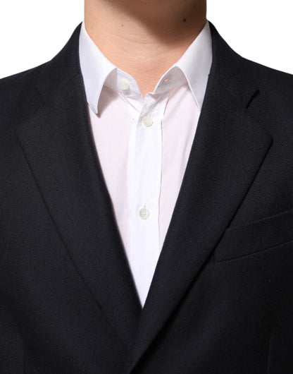 Dark Blue Wool Men Jacket Coat Blazer Suit