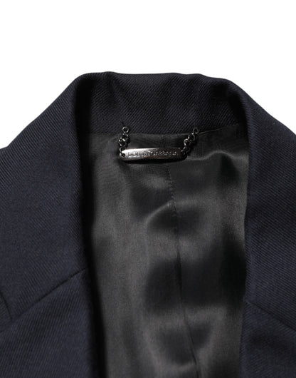 Dark Blue Wool Men Jacket Coat Blazer Suit