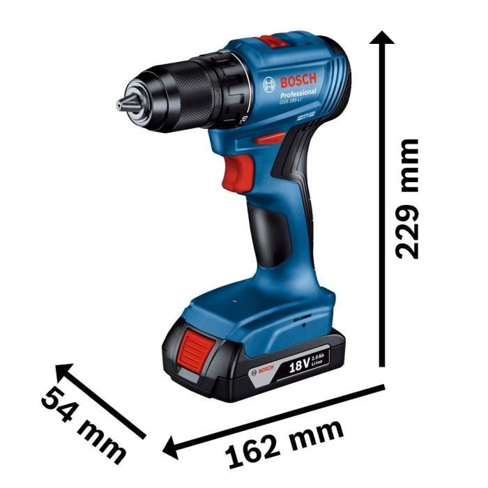 Bosch Professional GSR 18V ??drill drill + 2 batteries 2.0Ah + charger + 82 pieces, in L-CASE