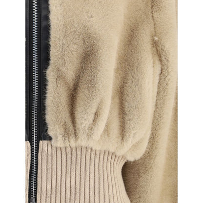 Beige Polyester Bomber