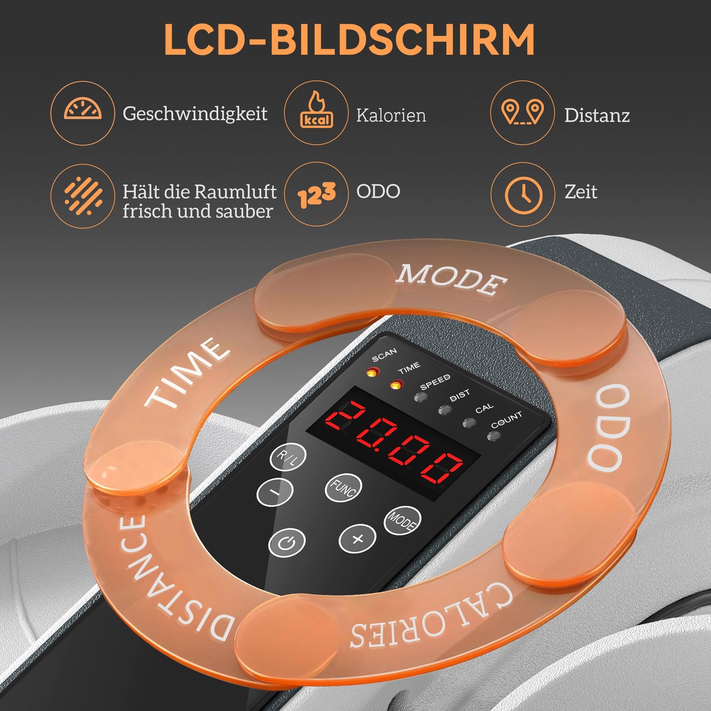 SPORTNOW Sitzpedaltrainer, Mini-Ellipsen-Trainer mit LCD-Monitor, Fernbedienung, 10 einstellbare Geschwindigkeitsstufen, Weiß