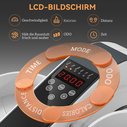 SPORTNOW Sitzpedaltrainer, Mini-Ellipsen-Trainer mit LCD-Monitor, Fernbedienung, 10 einstellbare Geschwindigkeitsstufen, Weiß