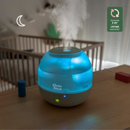 Badabulle Bubble Air Humidifier - Ensures Good Humidity Level - Integrated Night Light - 360° Nozzle - Up to 16 hours of Battery Life (2L)