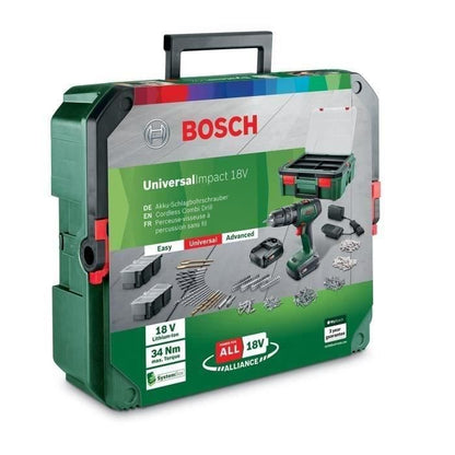 Bosch - Universaldrill 18 (delivered with 2 1.5 Ah batteries, Systemebox, 241 accessories) - PowerForall
