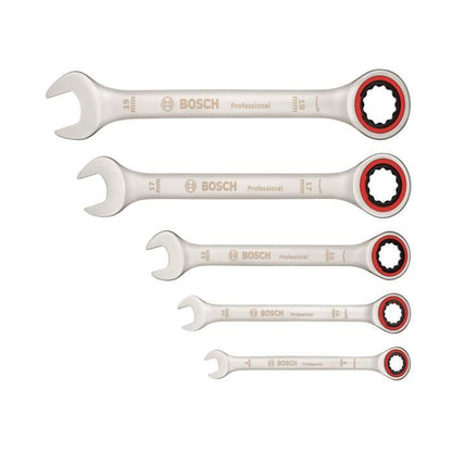 Set of 5 ratchet combination wrenches