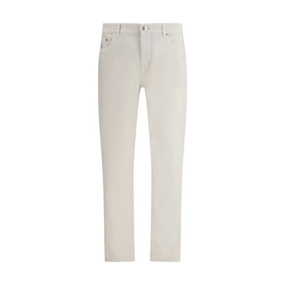 White Cotton Slim Fit Jeans