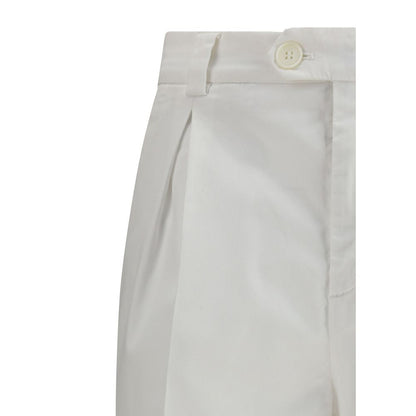 White Cotton Casual Pants