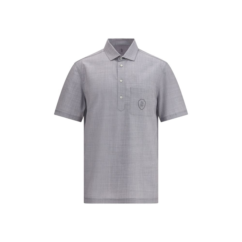 Gray Fleece Wool Polo Shirt