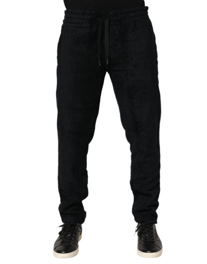 Black Cotton Logo Men Jogger Sweatpants Pants