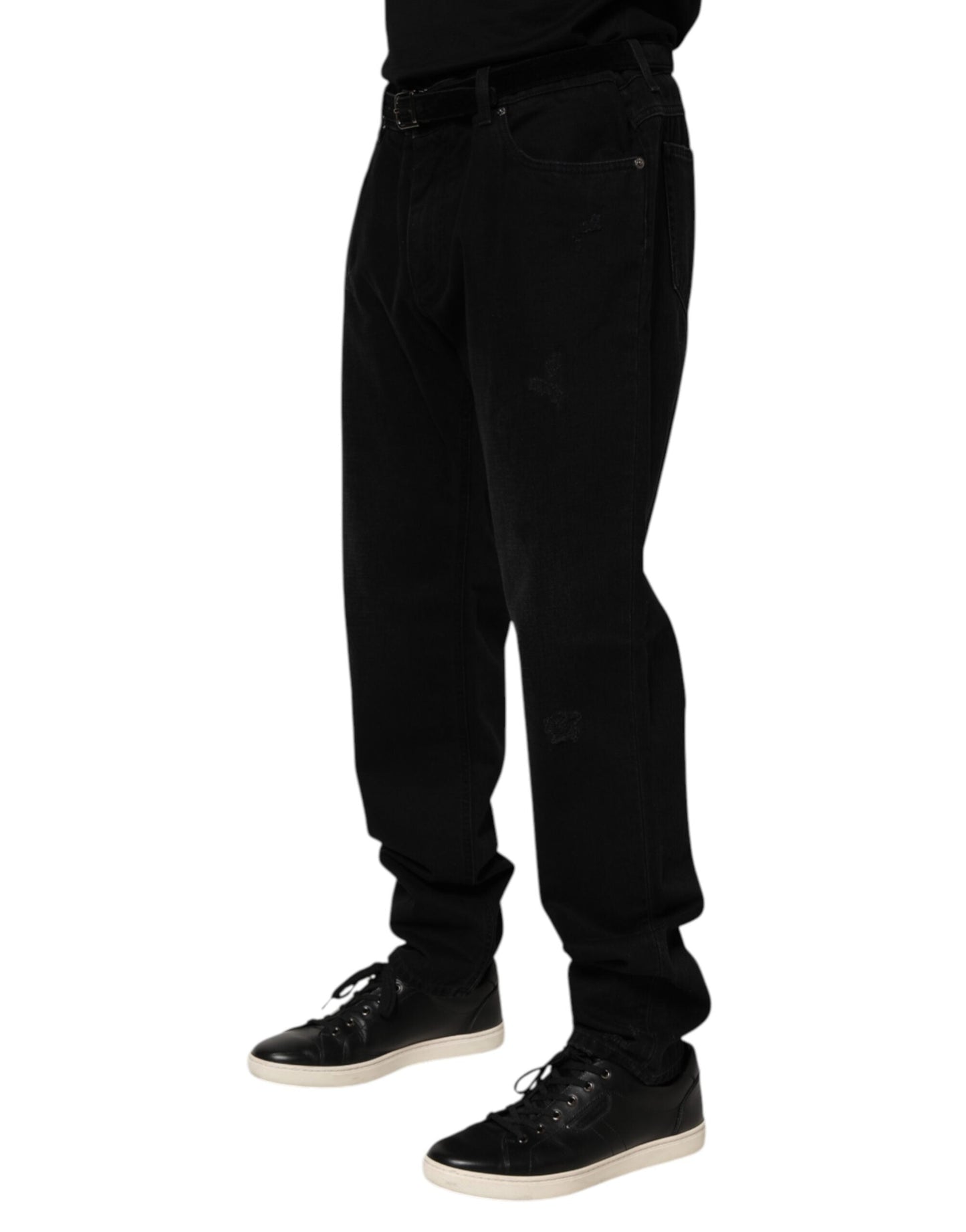 Black Cotton Regular Denim Men Trouser Jeans