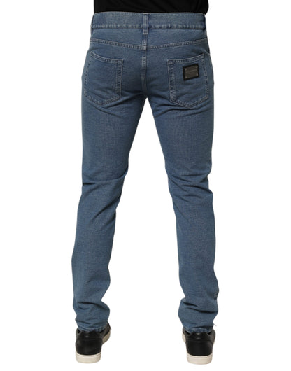 Blue Cotton Stretch Slim Fit Men Denim Jeans