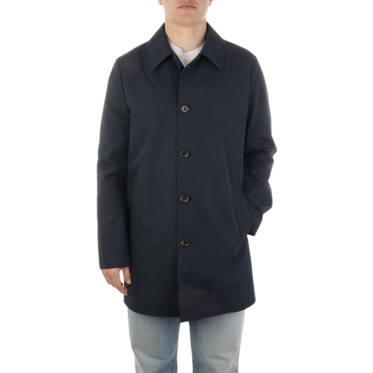 Blue Cotton Men's Trench Coat