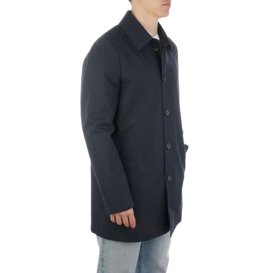 Blue Cotton Men's Trench Coat