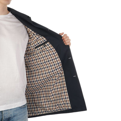 Blue Cotton Men's Trench Coat