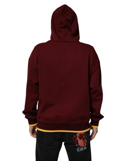 Maroon Embossed Logo Hooded Sweatshirt Sweater