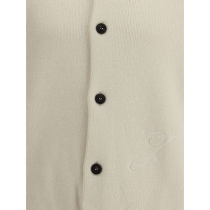 White Fleece Wool Cardigan