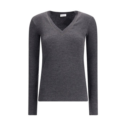 Gray Wool Long Sleeve T-Shirt