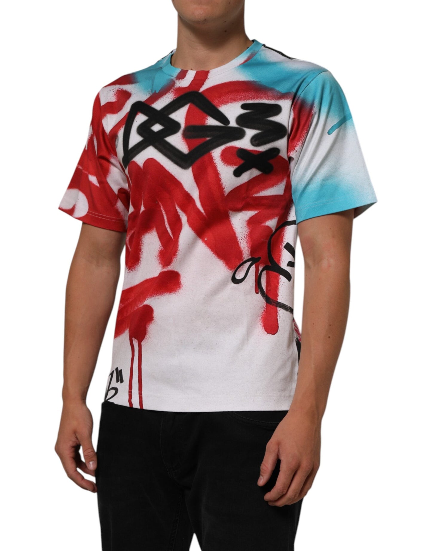 White Graffiti Crew Neck Short Sleeves T-shirt