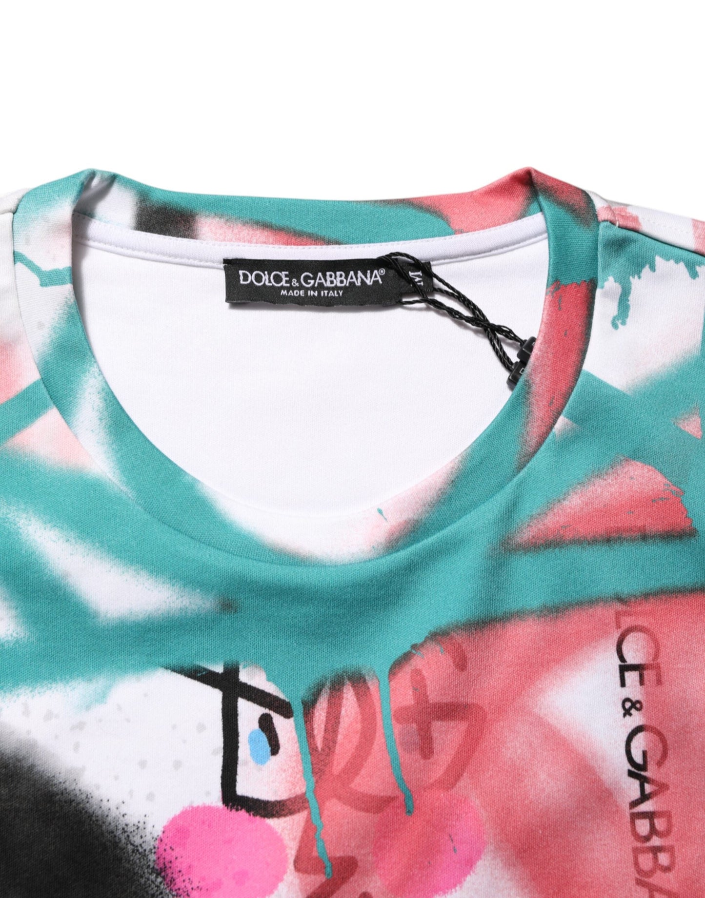 White Graffiti Crew Neck Short Sleeves T-shirt