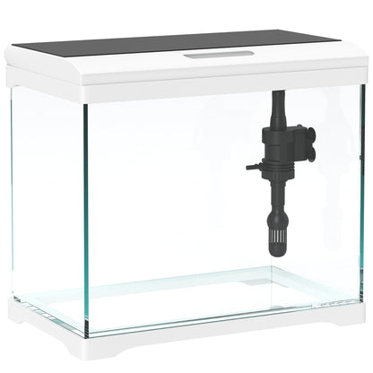 PawHut Aquarium, 17 L Tropenfischaquarium, leichte Pflege, klare Sicht, mit LED-Leuchten, 35L x 21B x 31H cm, Weiß+Schwarz