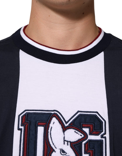 Multicolor Striped Cotton Men Crew Neck T-shirt