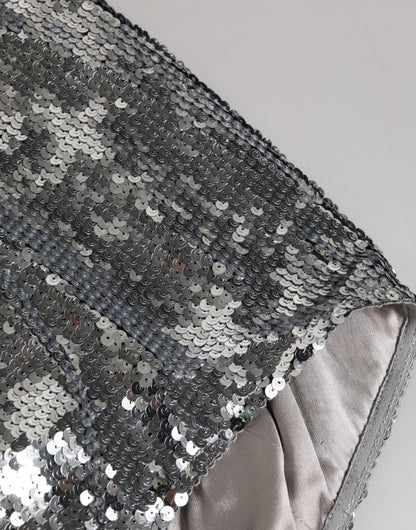 Silver Nylon Sequined Slip Girdle Panty Underwear