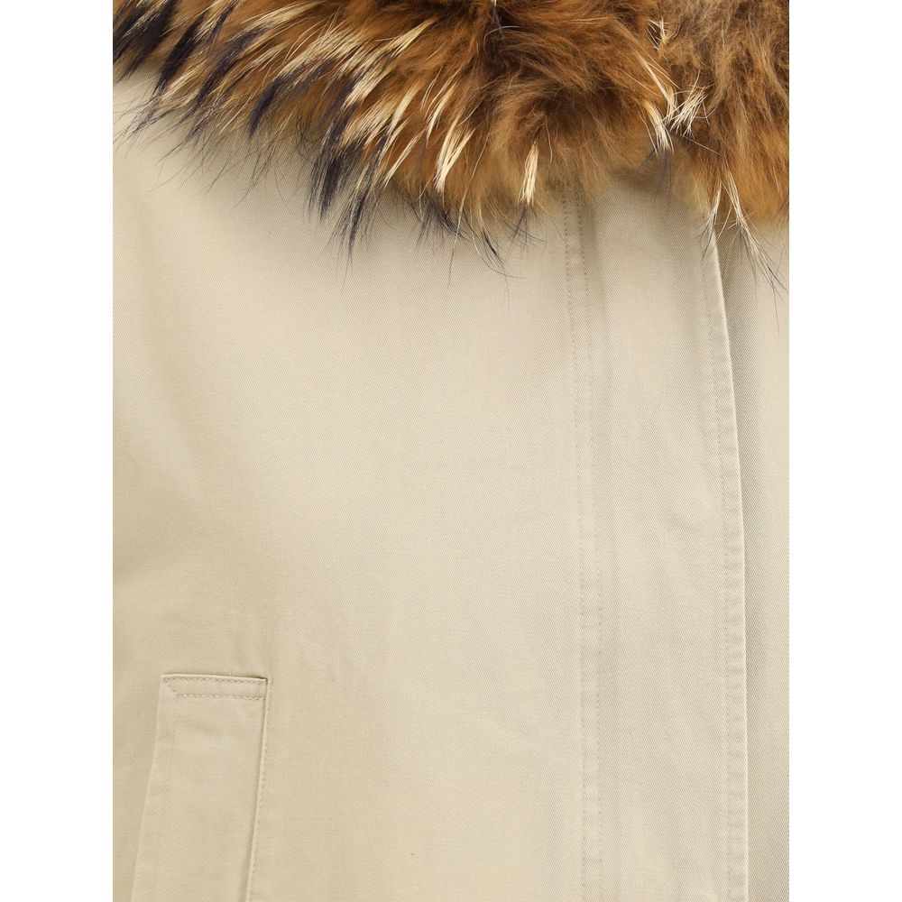 Beige Cotton Parka