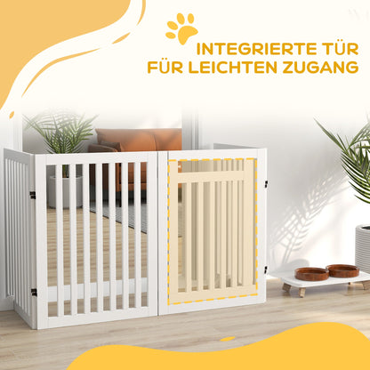 PawHut Haustiergitter, Treppenschutzgitter, Schutzgitter, 4 Teile, faltbar, Weiß