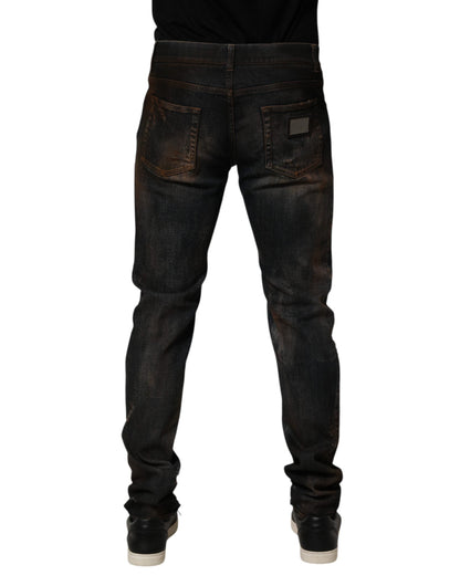 Black Cotton Skinny Tattered Men Denim Jeans