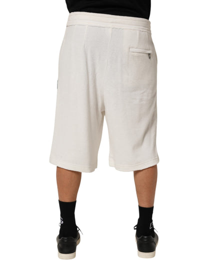 White Cotton Logo Plaque Men Bermuda Shorts