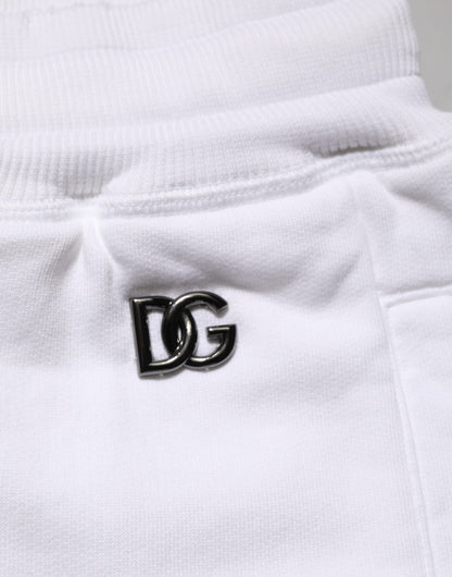 White Cotton Ripped Bermuda Sweatpants Shorts