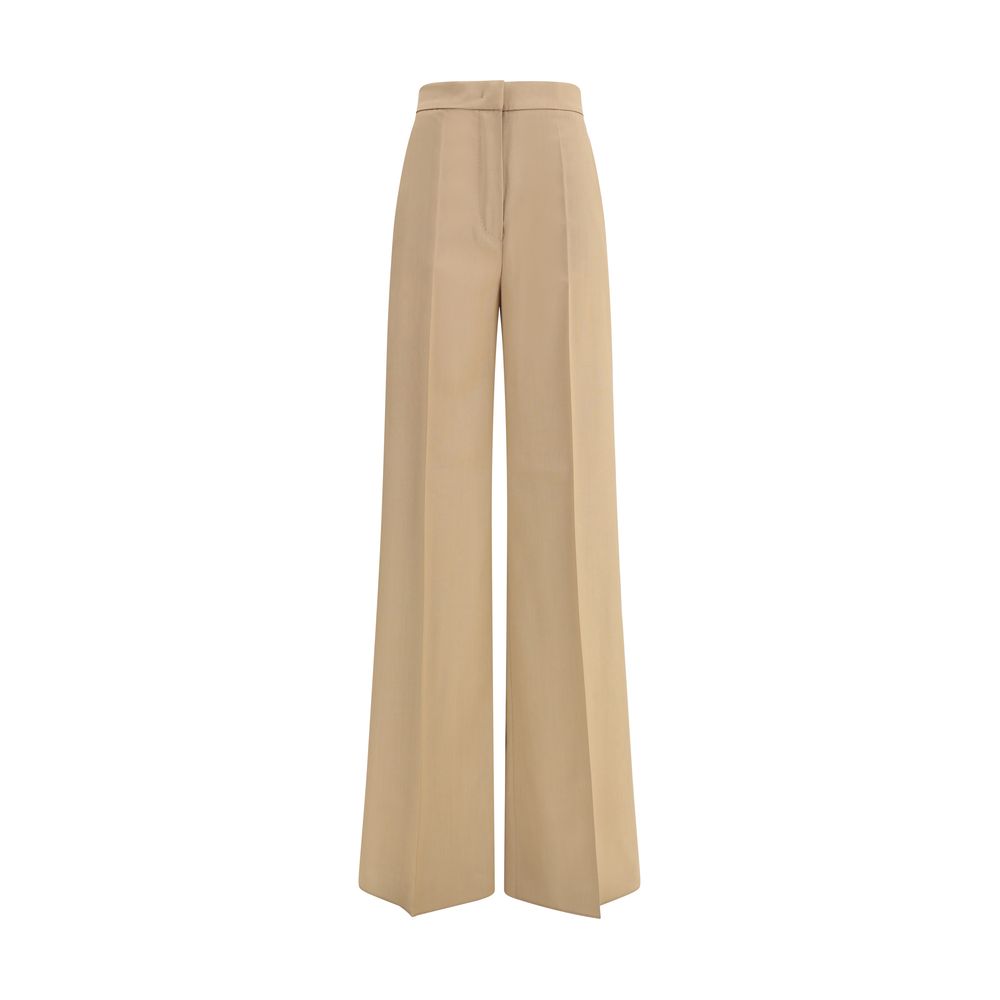 Beige Fleece Wool Casual Pants