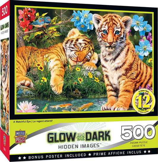 A Watchful Eye 500 Piece Hidden Images Glow In The Dark Jigsaw Puzzle