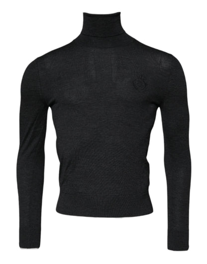 Black Wool Turtle Neck Men Pullover Sweater